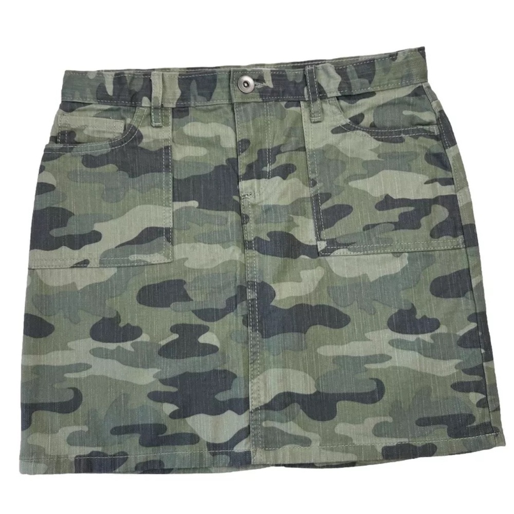 Children’s Place Camo Denim Skirt Girls Size 12 Adjustable Waist Pockets